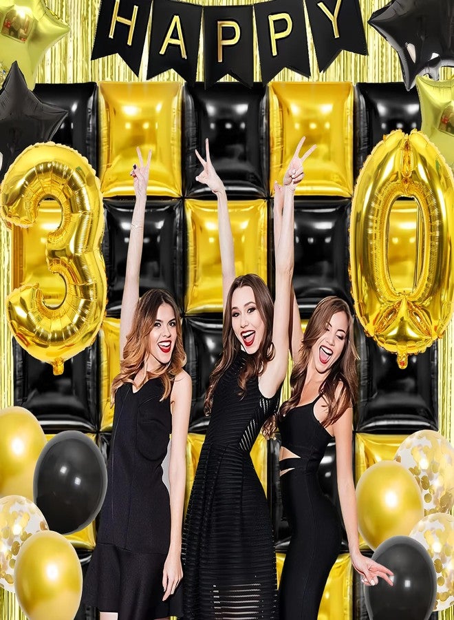 MEMOVAN Black Gold Square Foil Balloons Wall Backdrop Double Sided Metallic Black Gold Balloons Tunnel Arch Garland Black and Gold Party Decorations For Graduation Anniversary New Years Birthday 25pcs - Image 5